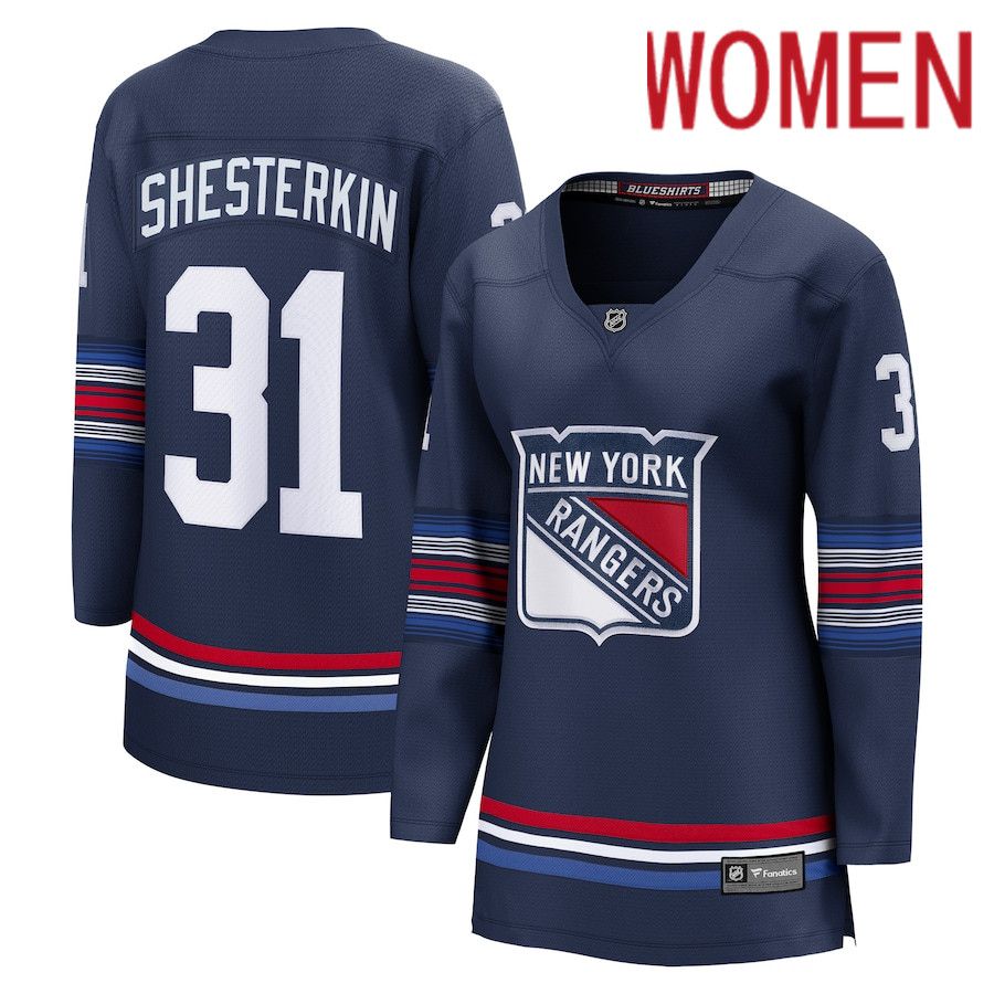 Women New York Rangers 31 Igor Shesterkin Fanatics Branded Navy Alternate Premier Breakaway Player NHL Jersey